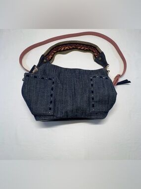 Steven by Steve Madden Denim Swiss Saddlebag with Patterned Guitar Strap
